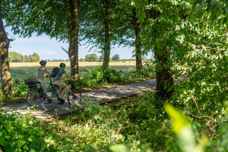 Radfahrer in der malerischen Kulturlandschaft