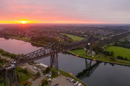 Drohnenaufnahme Rendsburger Eisenbahnhochbrücke